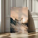 Golden Hour Ocean Wave Wall Art Canvas Print – Framed