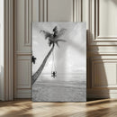 Black White Palm Tree Wall Art Canvas Print – Framed