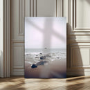 Moody Seascape Wall Art Canvas Print – Framed Neutral Foggy