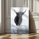 Frosty Black Highland Wall Art Canvas Print – Framed Moody