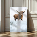 Highland Cow Wall Art Canvas Print – Framed Horned Scottish