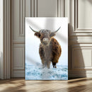 Highland Cow Wall Art Canvas Print – Framed Frosty Winter
