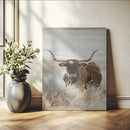Texas Longhorn Wall Art Canvas Print – Brown Horned Bull