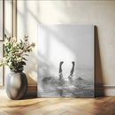 Minimal Ocean Wall Art Canvas Print – Framed Monochrome