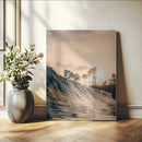 Golden Hour Ocean Wave Wall Art Canvas Print – Framed