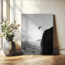 Cliff Jumping Silhouette Wall Art Canvas Print – Framed