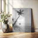 Black White Palm Tree Wall Art Canvas Print – Framed