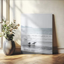 Surfer Silhouettes Wall Art Canvas Print – Minimalist Ocean