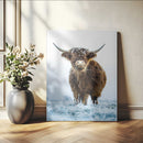 Highland Cow Wall Art Canvas Print – Framed Frosty Winter by MyGreatCanvas | Canvas Wall Art Prints | Photo Prints & Wall Decor
