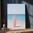 Pink Surfboard Canvas Wall Art, Minimalist Beach Photography by MyGreatCanvas | Canvas Wall Art Prints | Photo Prints & Wall Decor