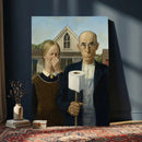 Funny Bathroom Canvas Wall Art, Grant Wood American Gothic by MyGreatCanvas | Canvas Wall Art Prints | Photo Prints & Wall Decor