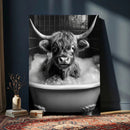 Highland Cow Bathtub Canvas Wall Art, Funny Bathroom Print by MyGreatCanvas | Canvas Wall Art Prints | Photo Prints & Wall Decor