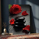 Black Lava Stone Rose Canvas | Red Rose Spa Photography by MyGreatCanvas | Canvas Wall Art Prints | Photo Prints & Wall Decor