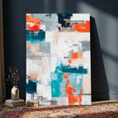 Blue Teal Abstract Canvas Wall Art, Modern Textured Painting Print, Navy Orange White Contemporary Art, Neutral Living Room Decor, Office Art by MyGreatCanvas | Canvas Wall Art Prints | Photo Prints & Wall Decor