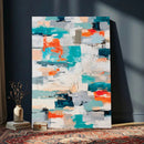 Blue Teal Abstract Canvas Wall Art, Modern Textured Painting Print, Navy Orange White Contemporary Art, Neutral Living Room Decor, Office Art by MyGreatCanvas | Canvas Wall Art Prints | Photo Prints & Wall Decor