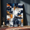 Blue Teal Abstract Canvas Wall Art, Modern Textured Painting Print, Navy Orange White Contemporary Art, Neutral Living Room Decor, Office Art by MyGreatCanvas | Canvas Wall Art Prints | Photo Prints & Wall Decor