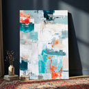 Blue Teal Abstract Canvas Wall Art, Modern Textured Painting Print, Navy Orange White Contemporary Art, Neutral Living Room Decor, Office Art by MyGreatCanvas | Canvas Wall Art Prints | Photo Prints & Wall Decor
