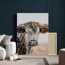 Texas Longhorn Wall Art Canvas Print – Speckled Horned Bull