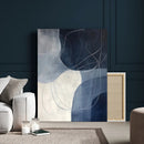 Navy Abstract Wall Art Canvas Print – Framed Minimal Lineart