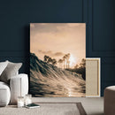Golden Hour Ocean Wave Wall Art Canvas Print – Framed