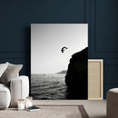 Cliff Jumping Silhouette Wall Art Canvas Print – Framed