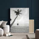 Black White Palm Tree Wall Art Canvas Print – Framed