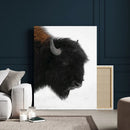 Western Rustic Wall Art Canvas Print – Framed Buffalo Black