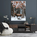 Winter Deer Landscape Wall Art Canvas Print – Serene Snowy