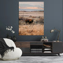 Solitary Buffalo Wall Art Canvas Print – Framed Golden