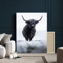 Frosty Black Highland Wall Art Canvas Print – Framed Moody