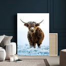 Highland Cow Wall Art Canvas Print – Framed Frosty Winter