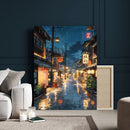 Tokyo Tea House Canvas Wall Art — Japan Rainy Night Street by MyGreatCanvas | Canvas Wall Art Prints | Photo Prints & Wall Decor