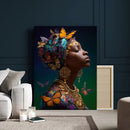 Butterfly Crown Gold Woman Portrait — Monarch Queen Canvas by MyGreatCanvas | Canvas Wall Art Prints | Photo Prints & Wall Decor