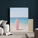 Pink Surfboard Canvas Wall Art, Minimalist Beach Photography by MyGreatCanvas | Canvas Wall Art Prints | Photo Prints & Wall Decor