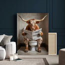 Funny Bathroom Canvas Wall Art, Texas Longhorn on Toilet by MyGreatCanvas | Canvas Wall Art Prints | Photo Prints & Wall Decor