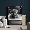 Highland Cow Bathtub Canvas Wall Art, Funny Bathroom Print by MyGreatCanvas | Canvas Wall Art Prints | Photo Prints & Wall Decor