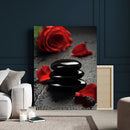 Black Lava Stone Rose Canvas | Red Rose Spa Photography by MyGreatCanvas | Canvas Wall Art Prints | Photo Prints & Wall Decor