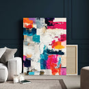 Blue Teal Abstract Canvas Wall Art, Modern Textured Painting Print, Navy Orange White Contemporary Art, Neutral Living Room Decor, Office Art by MyGreatCanvas | Canvas Wall Art Prints | Photo Prints & Wall Decor