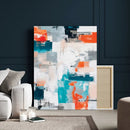 Blue Teal Abstract Canvas Wall Art, Modern Textured Painting Print, Navy Orange White Contemporary Art, Neutral Living Room Decor, Office Art by MyGreatCanvas | Canvas Wall Art Prints | Photo Prints & Wall Decor