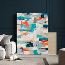 Blue Teal Abstract Canvas Wall Art, Modern Textured Painting Print, Navy Orange White Contemporary Art, Neutral Living Room Decor, Office Art by MyGreatCanvas | Canvas Wall Art Prints | Photo Prints & Wall Decor