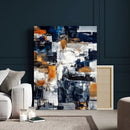 Blue Teal Abstract Canvas Wall Art, Modern Textured Painting Print, Navy Orange White Contemporary Art, Neutral Living Room Decor, Office Art by MyGreatCanvas | Canvas Wall Art Prints | Photo Prints & Wall Decor