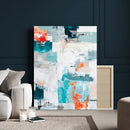 Blue Teal Abstract Canvas Wall Art, Modern Textured Painting Print, Navy Orange White Contemporary Art, Neutral Living Room Decor, Office Art by MyGreatCanvas | Canvas Wall Art Prints | Photo Prints & Wall Decor