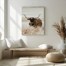 Texas Longhorn Wall Art Canvas Print – Brown Horned Bull