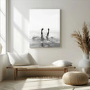 Minimal Ocean Wall Art Canvas Print – Framed Monochrome