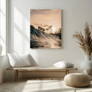 Golden Hour Ocean Wave Wall Art Canvas Print – Framed