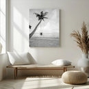 Black White Palm Tree Wall Art Canvas Print – Framed