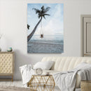 Tropical Swing Wall Art Canvas Print – Palm Trees Ocean View