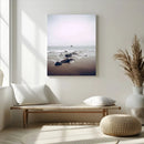Moody Seascape Wall Art Canvas Print – Framed Neutral Foggy
