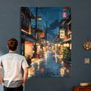 Tokyo Tea House Canvas Wall Art — Japan Rainy Night Street by MyGreatCanvas | Canvas Wall Art Prints | Photo Prints & Wall Decor