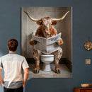 Funny Bathroom Canvas Wall Art, Texas Longhorn on Toilet by MyGreatCanvas | Canvas Wall Art Prints | Photo Prints & Wall Decor